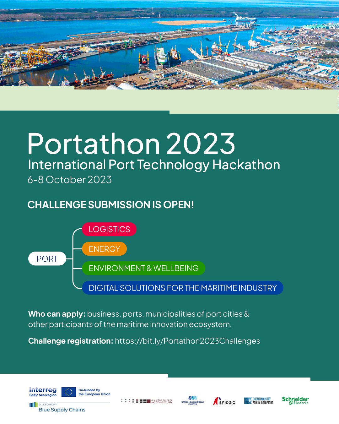 Seeking for innovators in the fields of the maritime industry! Join PORTATHON hackathon on 6-8 October!