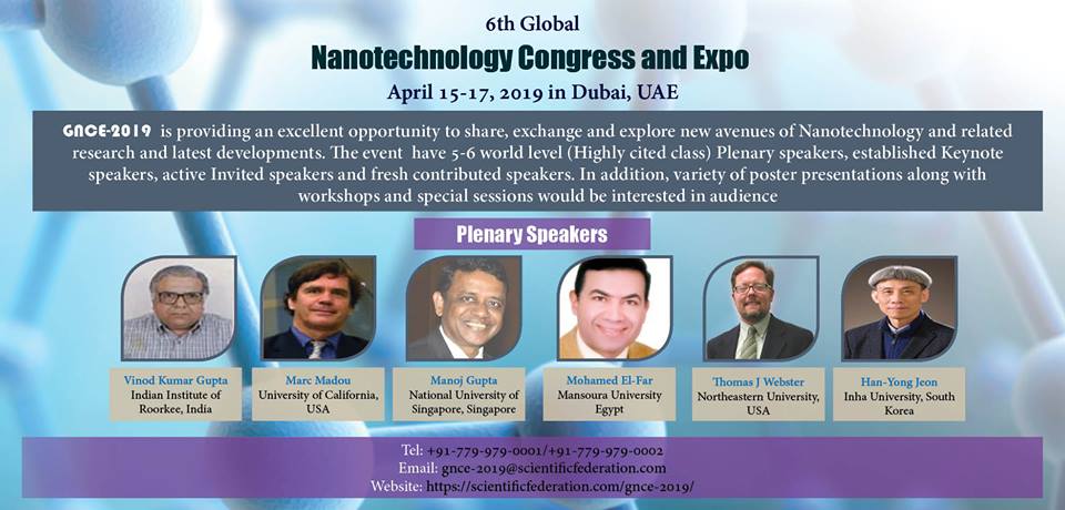 Seeking 6TH GLOBAL NANOTECHNOLOGY CONGRESS AND EXPO