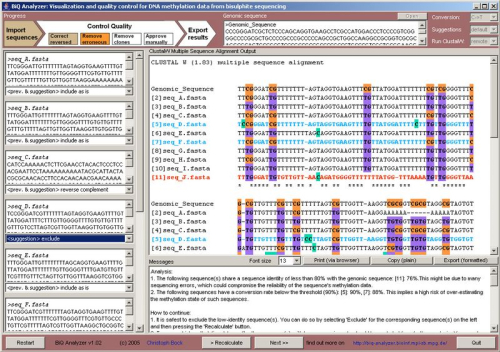 BiQ Analyzer Software for DNA Methylation Analysis, Visualization and Quality Control
